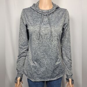 Reebok Womens Gray Hoodie with Thumb Holes